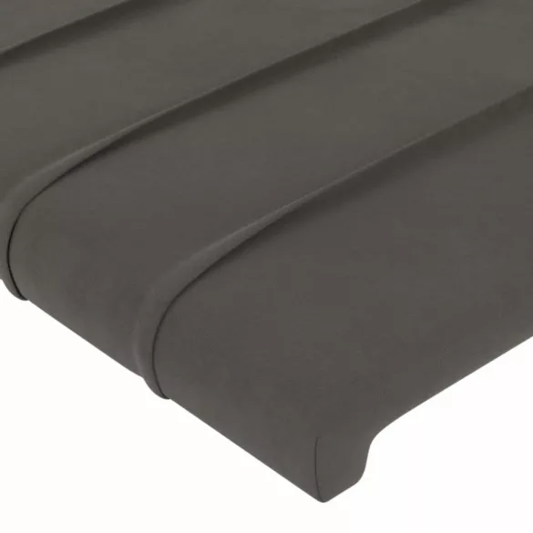 sötétszürke bársony LED-es fejtámla 147x16x118/128 cm