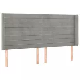 világosszürke bársony LED-es fejtámla 163x16x118/128 cm