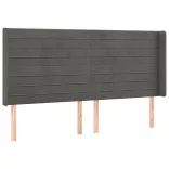 sötétszürke bársony LED-es fejtámla 163x16x118/128 cm