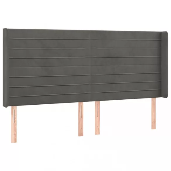 sötétszürke bársony LED-es fejtámla 163x16x118/128 cm