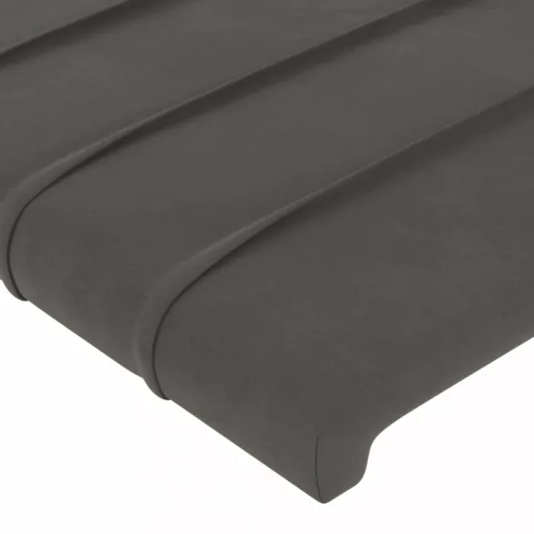 sötétszürke bársony LED-es fejtámla 163x16x118/128 cm