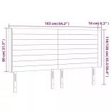 sötétszürke bársony LED-es fejtámla 163x16x118/128 cm
