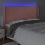 rózsaszín bársony LED-es fejtámla 163x16x118/128 cm