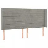 világosszürke bársony LED-es fejtámla 183x16x118/128 cm