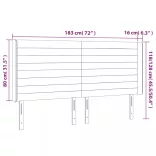 világosszürke bársony LED-es fejtámla 183x16x118/128 cm