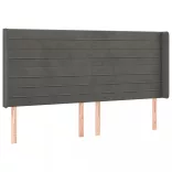 sötétszürke bársony LED-es fejtámla 183x16x118/128 cm