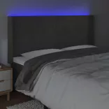 sötétszürke bársony LED-es fejtámla 183x16x118/128 cm