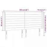 világosszürke bársony LED-es fejtámla 203x16x118/128 cm