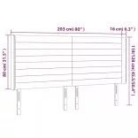 sötétszürke bársony LED-es fejtámla 203x16x118/128 cm