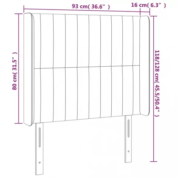 krémszínű szövet LED-es fejtámla 93x16x118/128 cm