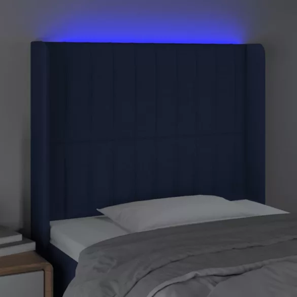 kék szövet LED-es fejtámla 93x16x118/128 cm