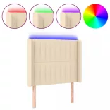 krémszínű szövet LED-es fejtámla 103x16x118/128 cm