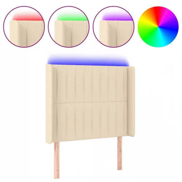 krémszínű szövet LED-es fejtámla 103x16x118/128 cm