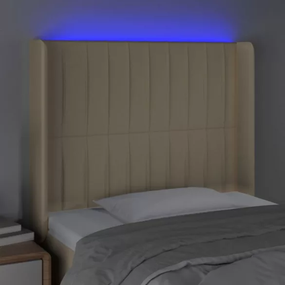 krémszínű szövet LED-es fejtámla 103x16x118/128 cm