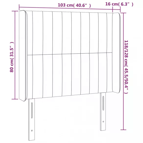 krémszínű szövet LED-es fejtámla 103x16x118/128 cm