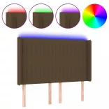 sötétbarna szövet LED-es fejtámla 147x16x118/128 cm