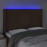 sötétbarna szövet LED-es fejtámla 147x16x118/128 cm