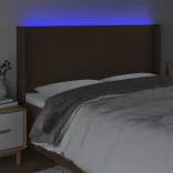 sötétbarna szövet LED-es fejtámla 163x16x118/128 cm