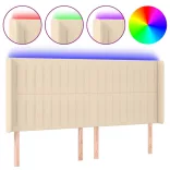 krémszínű szövet LED-es fejtámla szárnyakkal 163x16x118/128 cm