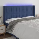 kék szövet LED-es fejtámla 163x16x118/128 cm