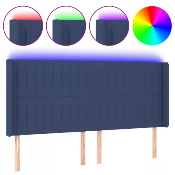 kék szövet LED-es fejtámla 163x16x118/128 cm