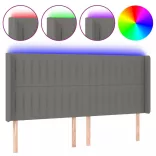 sötétszürke szövet LED-es fejtámla 183x16x118/128 cm
