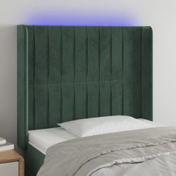 sötétzöld bársony LED-es fejtámla 83x16x118/128 cm