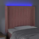rózsaszín bársony LED-es fejtámla 83x16x118/128 cm