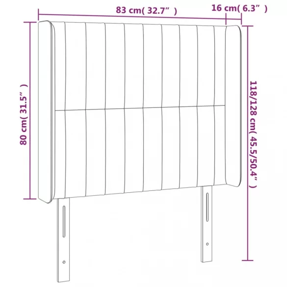 rózsaszín bársony LED-es fejtámla 83x16x118/128 cm