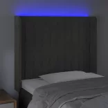 sötétszürke bársony LED-es fejtámla 93x16x118/128 cm