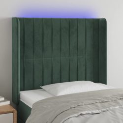 sötétzöld bársony LED-es fejtámla 93x16x118/128 cm