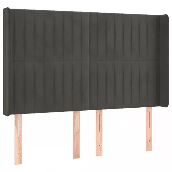 sötétszürke bársony LED-es fejtámla 147x16x118/128 cm
