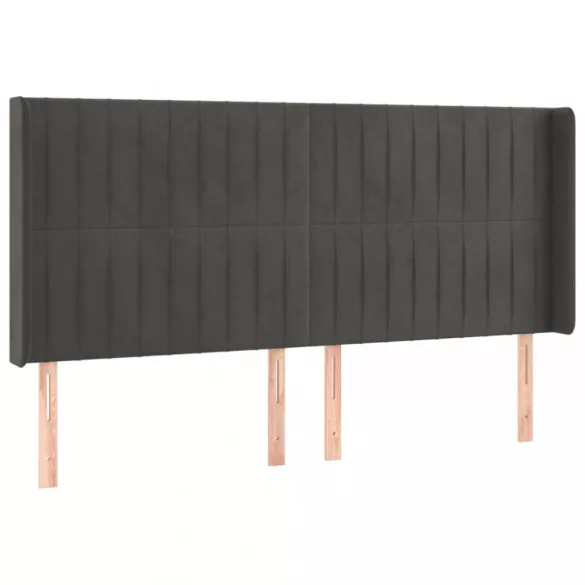 sötétszürke bársony LED-es fejtámla 163x16x118/128 cm