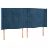 sötétkék bársony LED-es fejtámla 163x16x118/128 cm