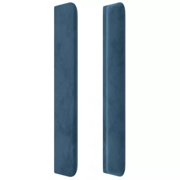 sötétkék bársony LED-es fejtámla 163x16x118/128 cm