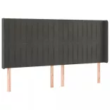 sötétszürke bársony LED-es fejtámla 203x16x118/128 cm