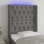 sötétszürke szövet LED-es fejtámla 83x16x118/128 cm