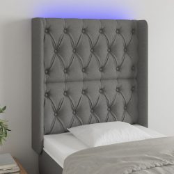 sötétszürke szövet LED-es fejtámla 83x16x118/128 cm