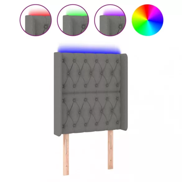 sötétszürke szövet LED-es fejtámla 83x16x118/128 cm