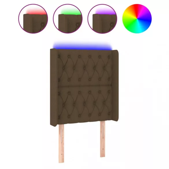 sötétbarna szövet LED-es fejtámla 83x16x118/128 cm