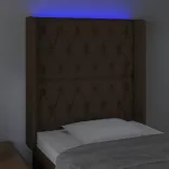 sötétbarna szövet LED-es fejtámla 83x16x118/128 cm
