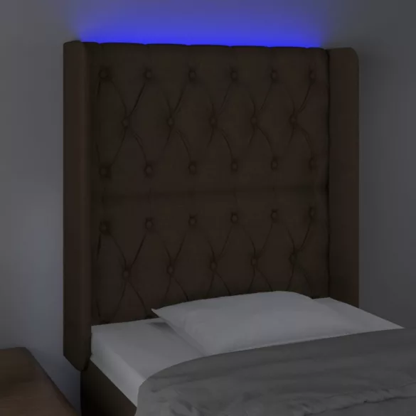 sötétbarna szövet LED-es fejtámla 83x16x118/128 cm