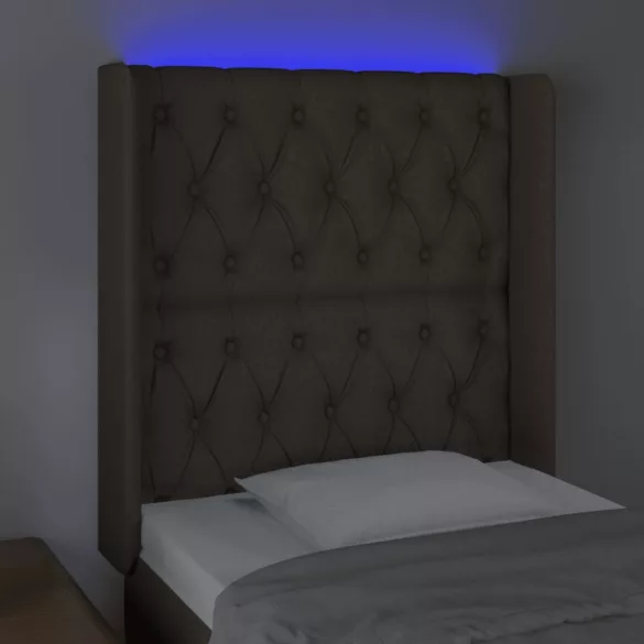 tópszínű szövet LED-es fejtámla 83x16x118/128 cm