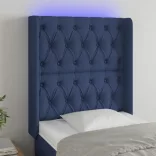 kék szövet LED-es fejtámla 83x16x118/128 cm