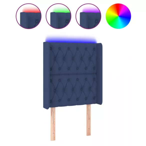 kék szövet LED-es fejtámla 83x16x118/128 cm
