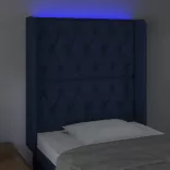 kék szövet LED-es fejtámla 83x16x118/128 cm