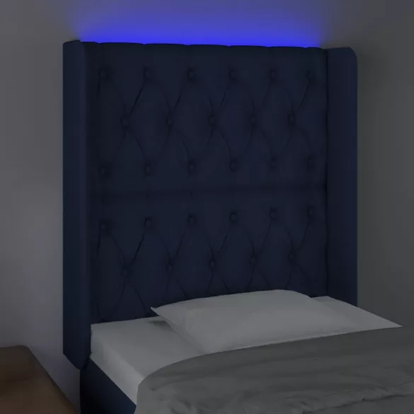 kék szövet LED-es fejtámla 83x16x118/128 cm