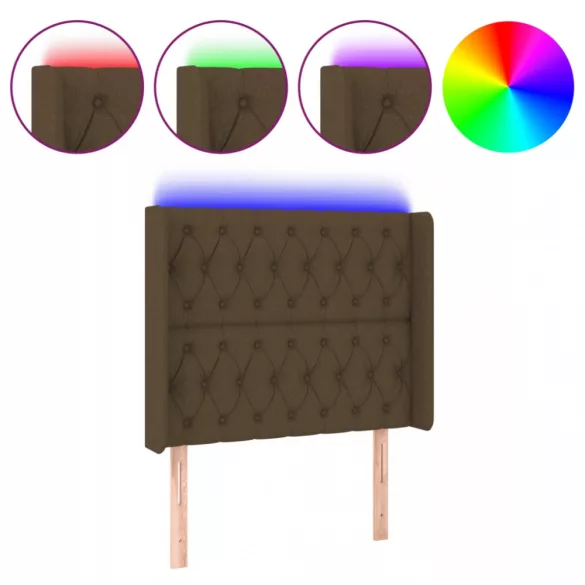 sötétbarna szövet LED-es fejtámla 93x16x118/128 cm
