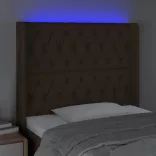sötétbarna szövet LED-es fejtámla 93x16x118/128 cm