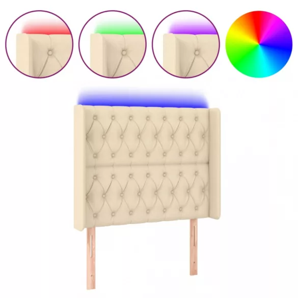 krémszínű szövet LED-es fejtámla 93x16x118/128 cm